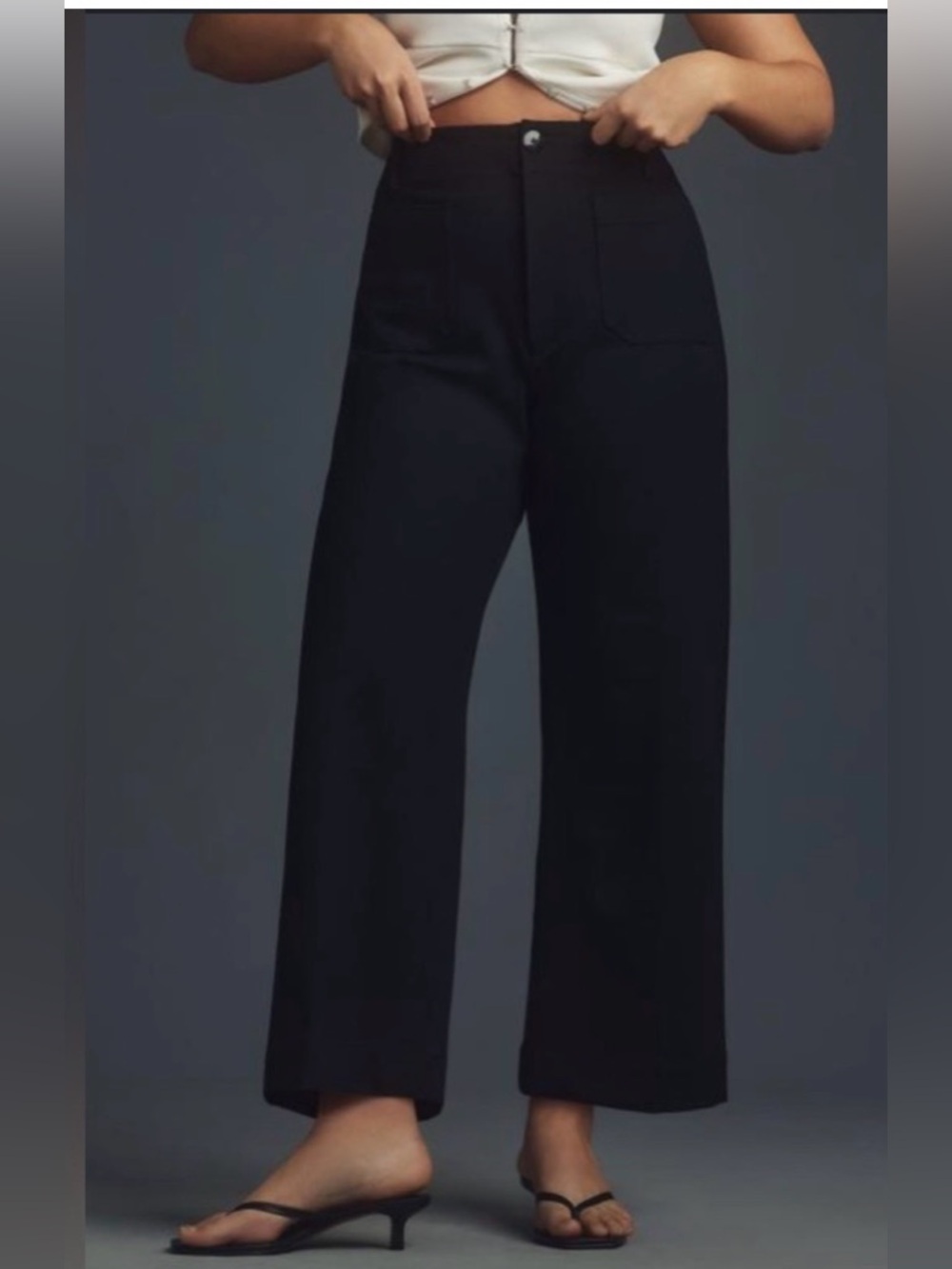 MAEVE ANTHROPOLOGIE The Colette Ponte Crop Wide-Leg Pants Black 28 - Picture 14 of 14